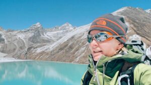 admiring the turquoise lakes of Gokyo in Nepal