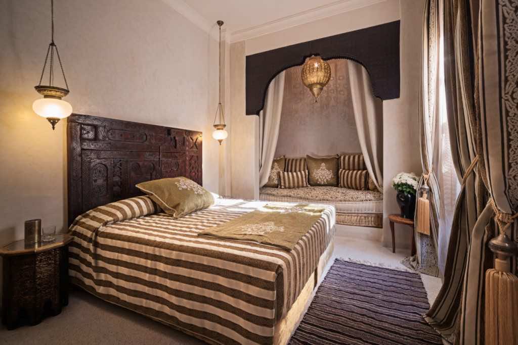 Traditional decoration of hotel room in Marrakech