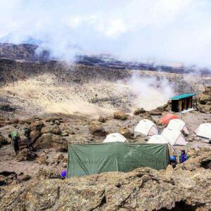 view of upper altitude camp on kilimanjaro