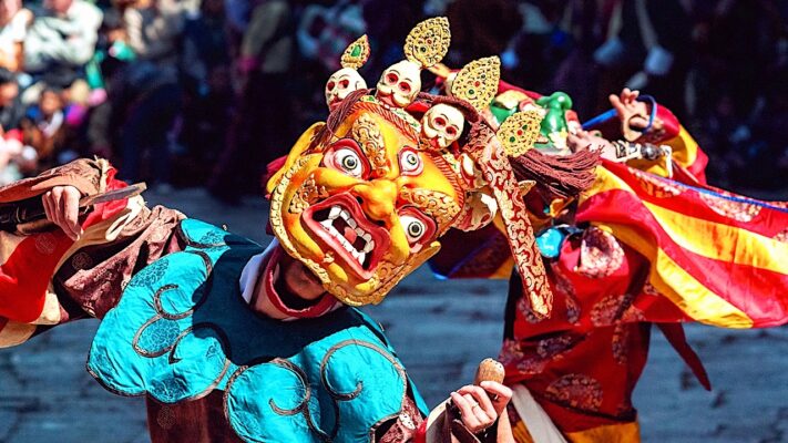 bhutan-paro-dancer-asia-traditional-mask-festival
