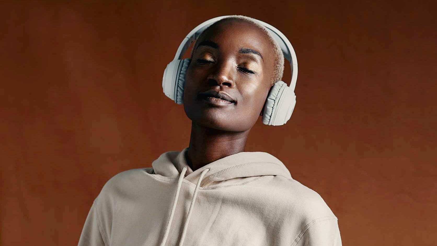 woman wearing headphones