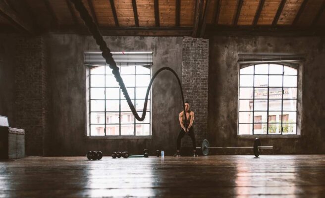 bodybuilder training at the gym